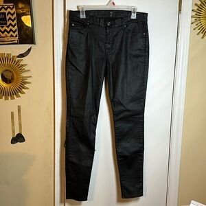 7 for all mankind black shiny jeans